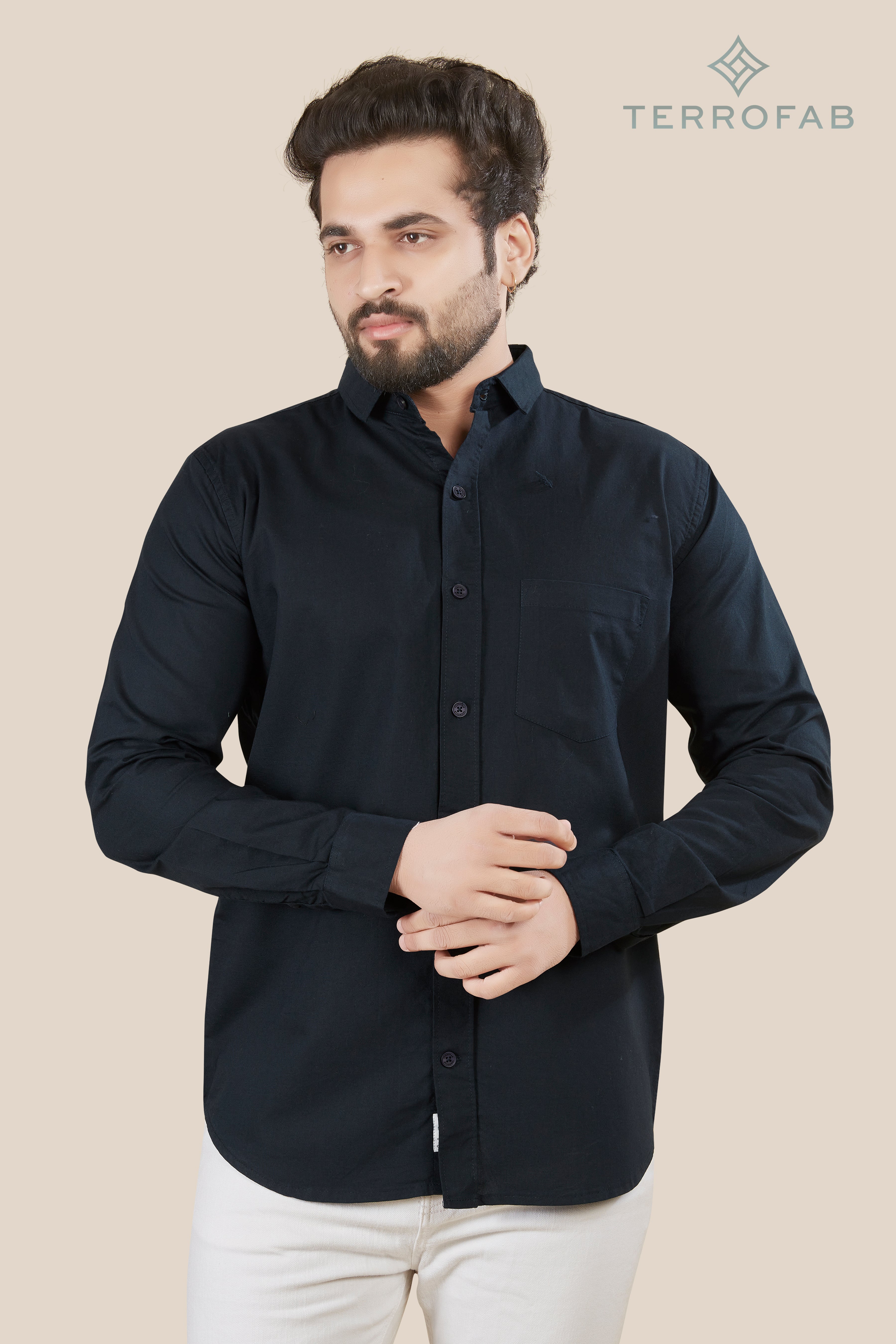 Men’s Deep Navy Blue Fine-Cotton Shirt